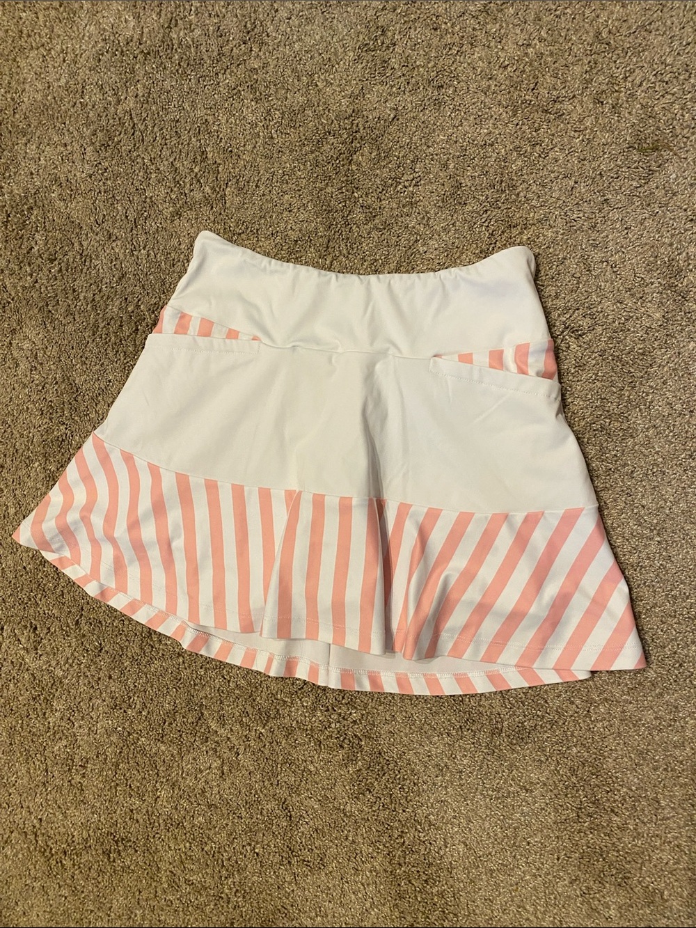 White and Pink Striped A-Line Skirt